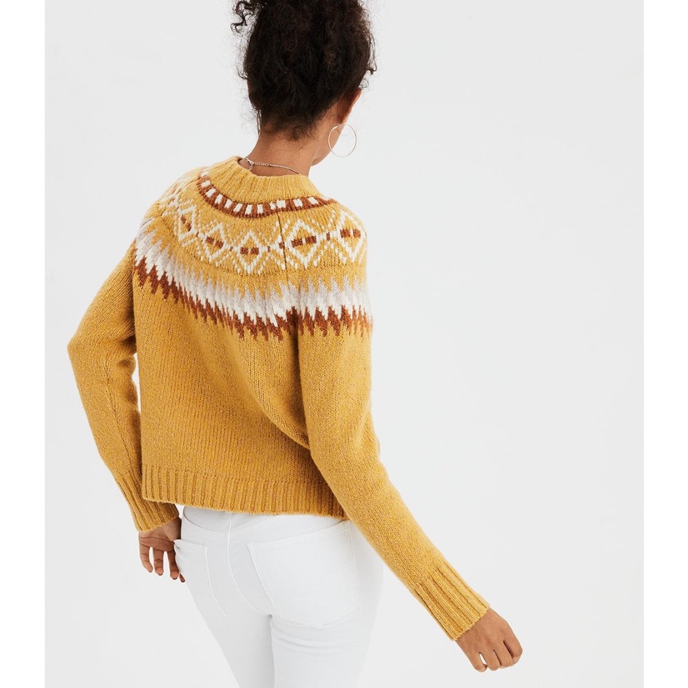 American Eagle Outfitters Yellow Fair Isle Sweater